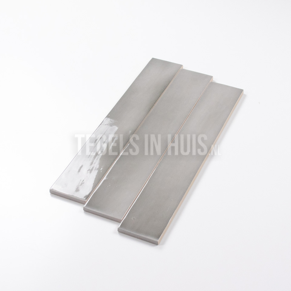 wandtegel 6,5x40cm manacor mercury grijs handvorm glans