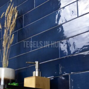 Wandtegel 6,5x40cm Manacor Ocean blauw handvorm glans