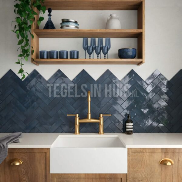 wandtegel coco donker blauw night glans 5x15