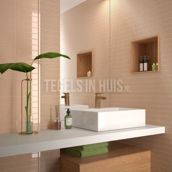 wandtegel costa nova onda straw zand glans 5x20