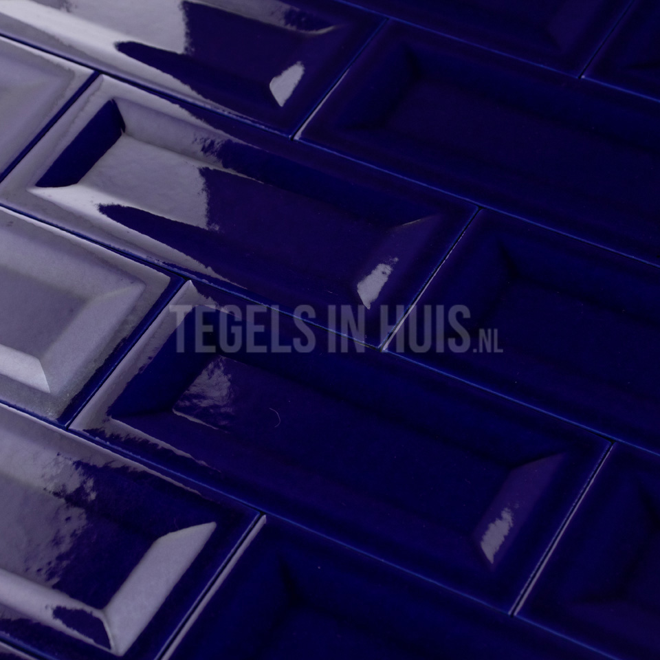 wandtegel evolution in metro glans kobalt blauw craquelé 7,5x15 cm