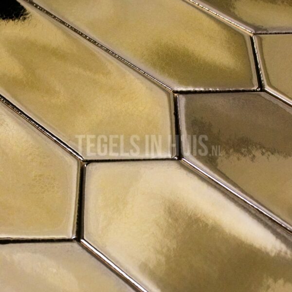 wandtegel hexagon lanse metallic goud 5x25