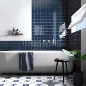 wandtegel 10x10cm manacor ocean blauw handvorm glans