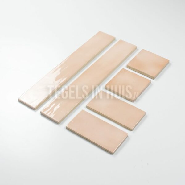 wandtegel 6,5x40cm manacor blush pink roze handvorm glans