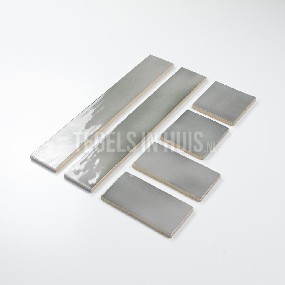 wandtegel 6,5x40cm manacor mercury grijs handvorm glans