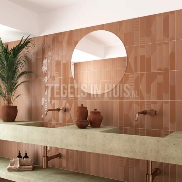 wandtegel wadi decor terracotta 6x30