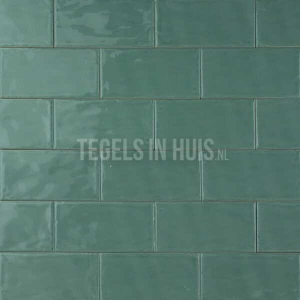 wandtegel cottage 7,5x15 glans jade groen handvormlook met rechte kanten