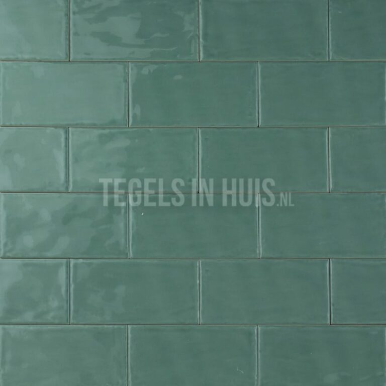 wandtegel cottage 7,5x15 glans jade groen handvormlook met rechte kanten