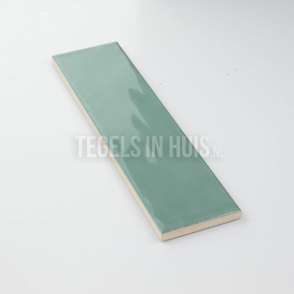 wandtegel cottage 7,5x30 glans jade groen handvormlook met rechte kanten