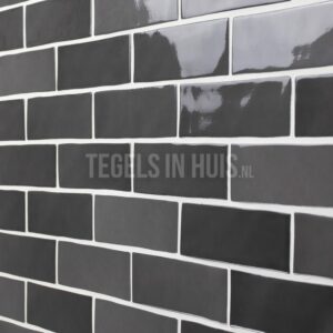wandtegel zellige rio preto antraciet glans 5x15