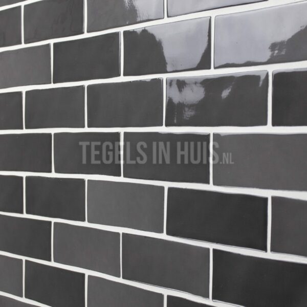 wandtegel zellige rio preto antraciet glans 5x15