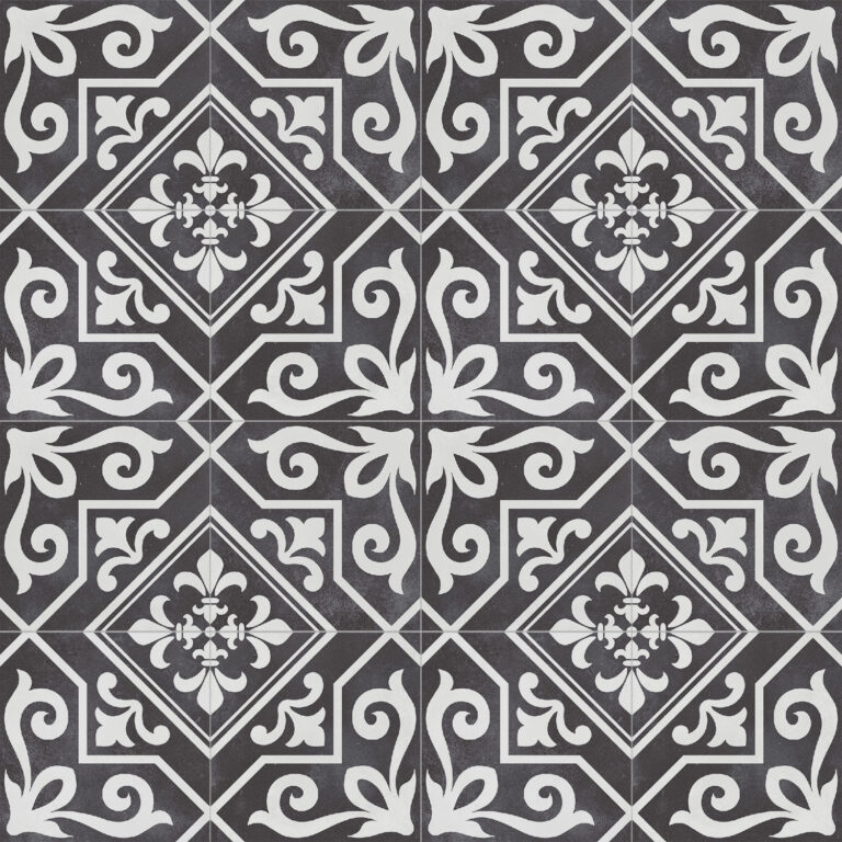 vloertegel ayala zwart reverse 45x45 cm ( 4 in 1 tegel ) vintage