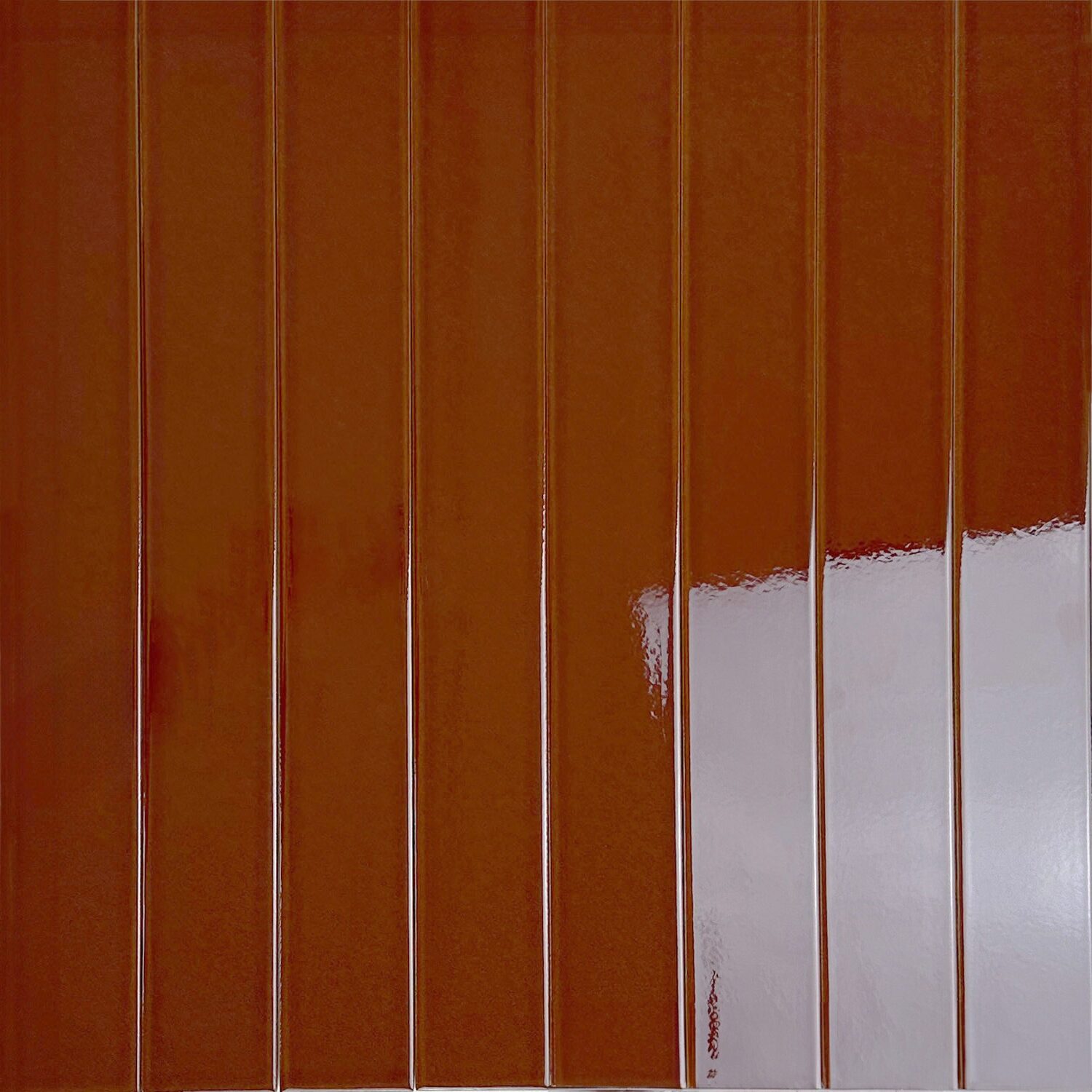 wandtegel langwerpig vitral caramel bruin craquelé 5x40