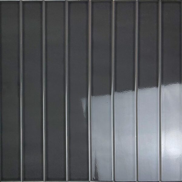 wandtegel langwerpig vitral zwart 5x40