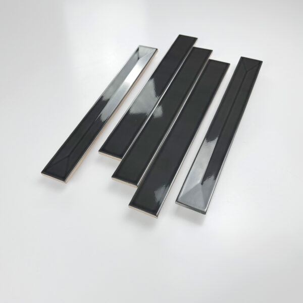 wandtegel langwerpig vitral zwart 5x40