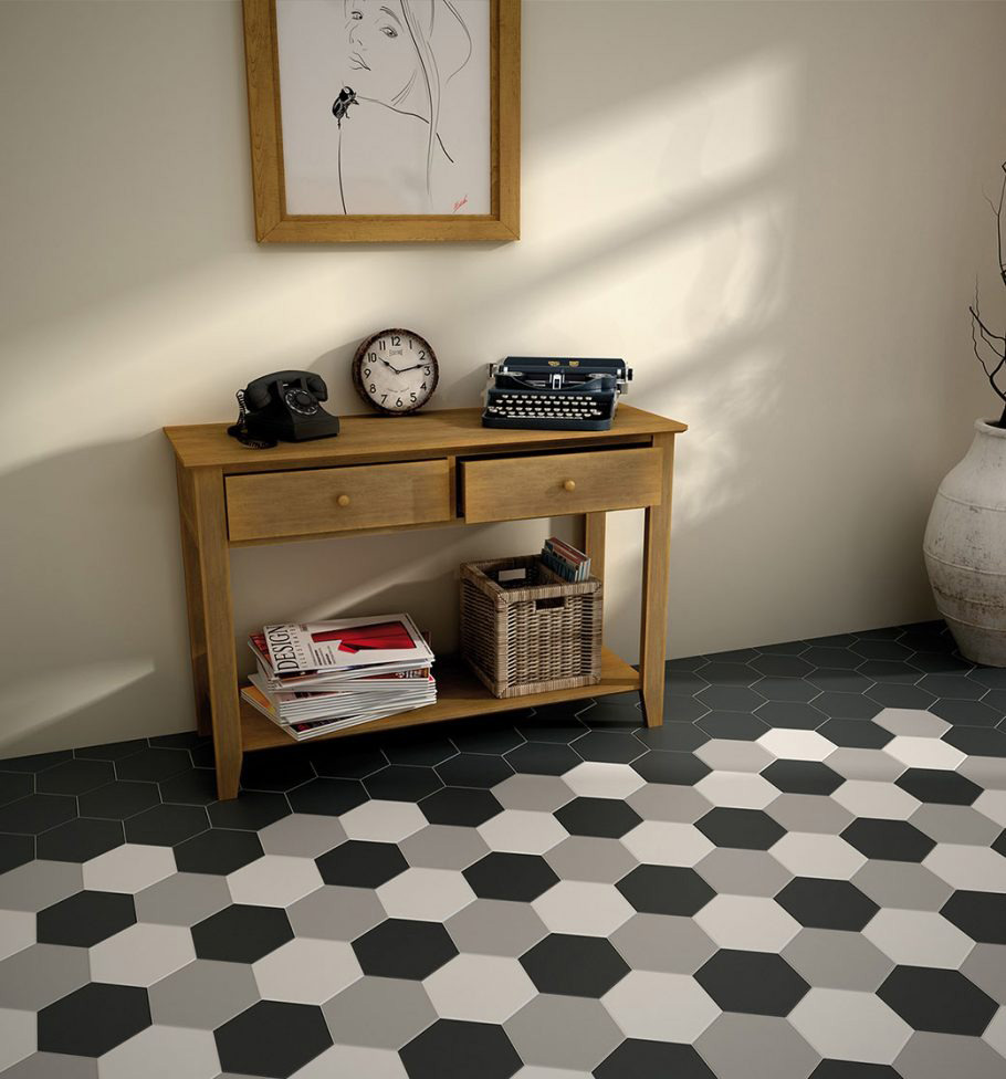 hexagon tegels hal