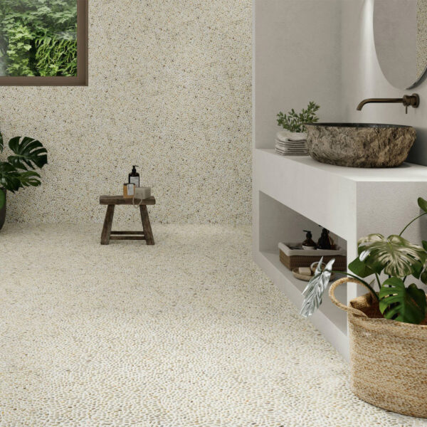 mozaiek mini pebbles kiezel wit 30x30