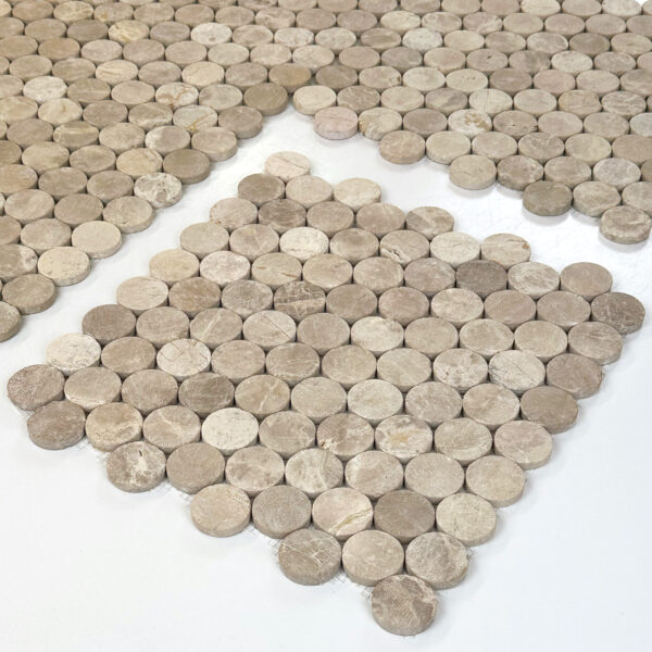 mozaiek circular kiezel rond cappuccino bruin 30x30