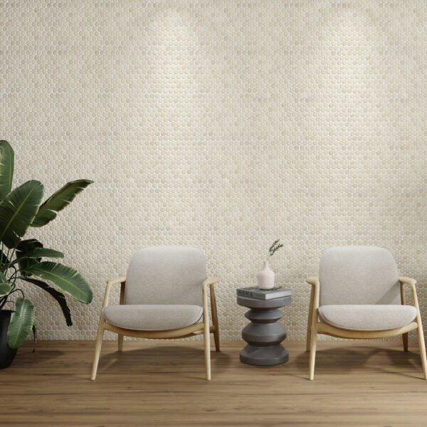 mozaiek circular kiezel rond wit 30x30