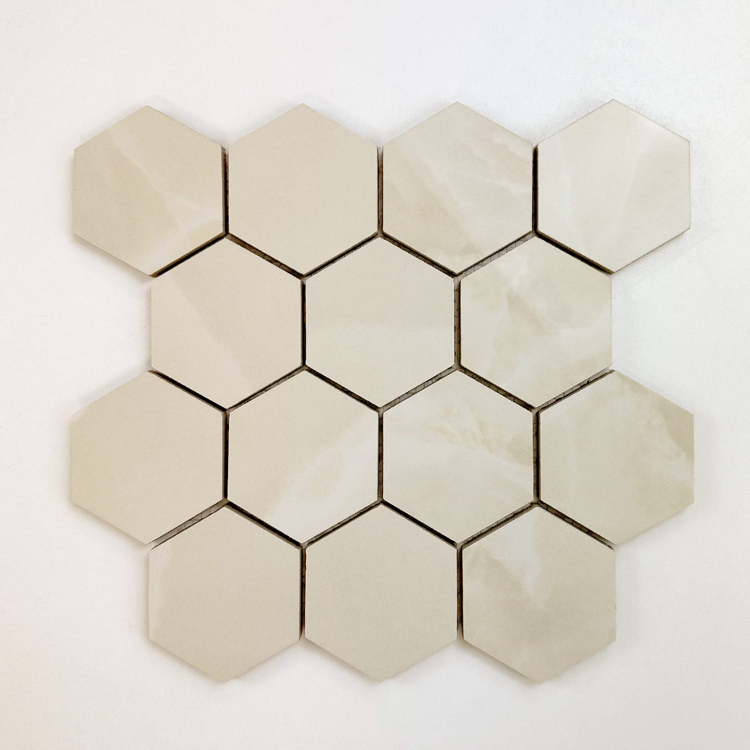 vloertegel / wandtegel hexagon onix marmer zand 29x27 matje