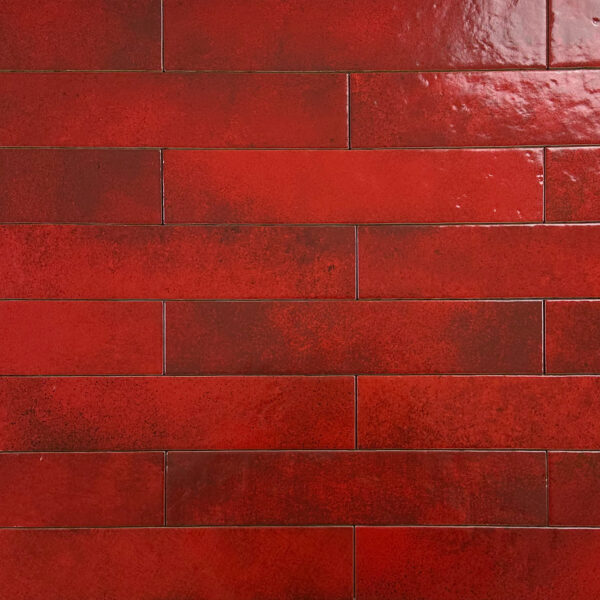 wandtegel menorca rood glans vintage craquele 6.5x32.8
