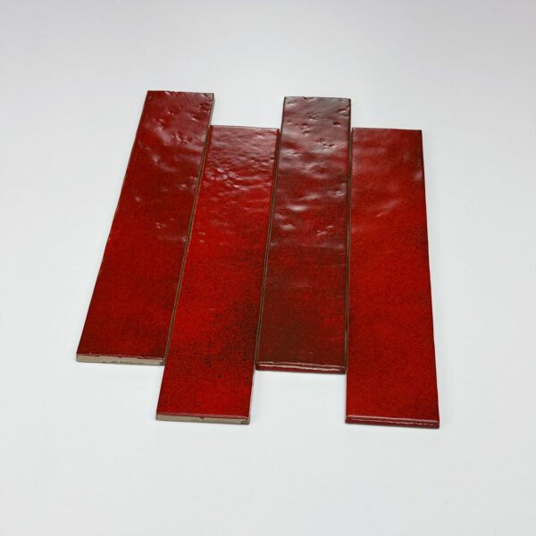 wandtegel menorca rood glans vintage craquele 6.5x32.8