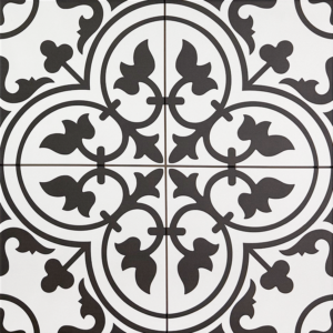 vloertegel / wandtegel chartwell zwart vintage 45x45 4 in 1