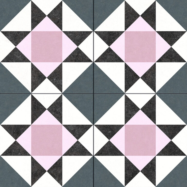 vloertegel / wandtegel penta roze vintage 45x45 4 in 1