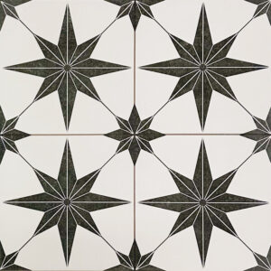 vloertegel / wandtegel star zwart vintage 45x45 4 in 1