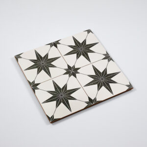 vloertegel / wandtegel star zwart vintage 45x45 4 in 1