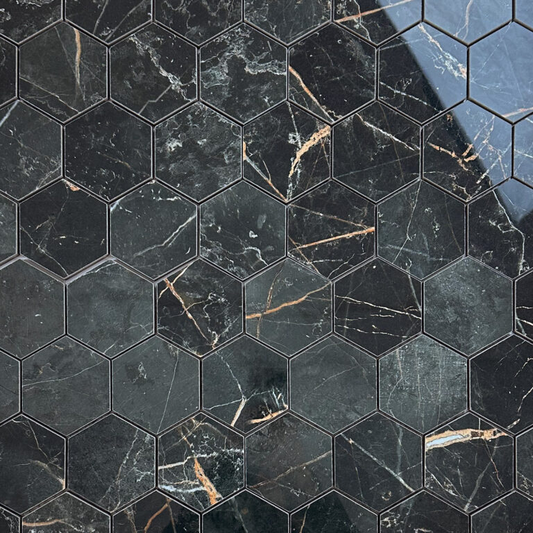vloertegel / wandtegel hexagon manhattan antraciet gepolijst 29x27 matje