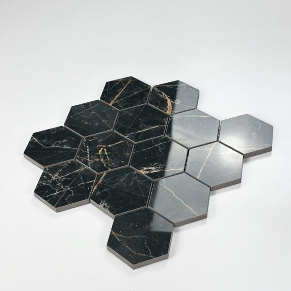 vloertegel / wandtegel hexagon manhattan antraciet gepolijst 29x27 matje
