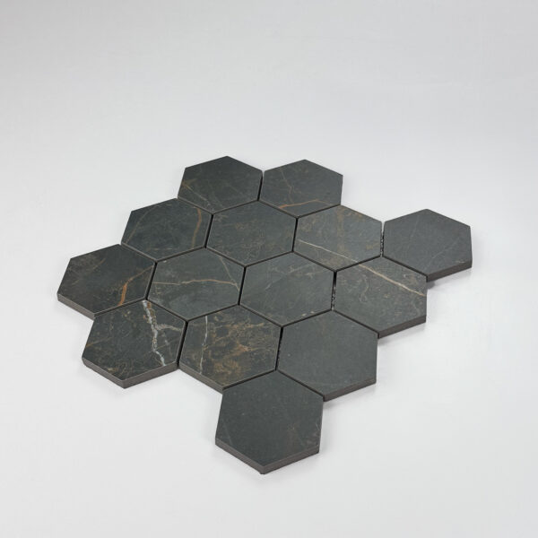vloertegel / wandtegel hexagon manhattan antraciet mat 29x27 matje