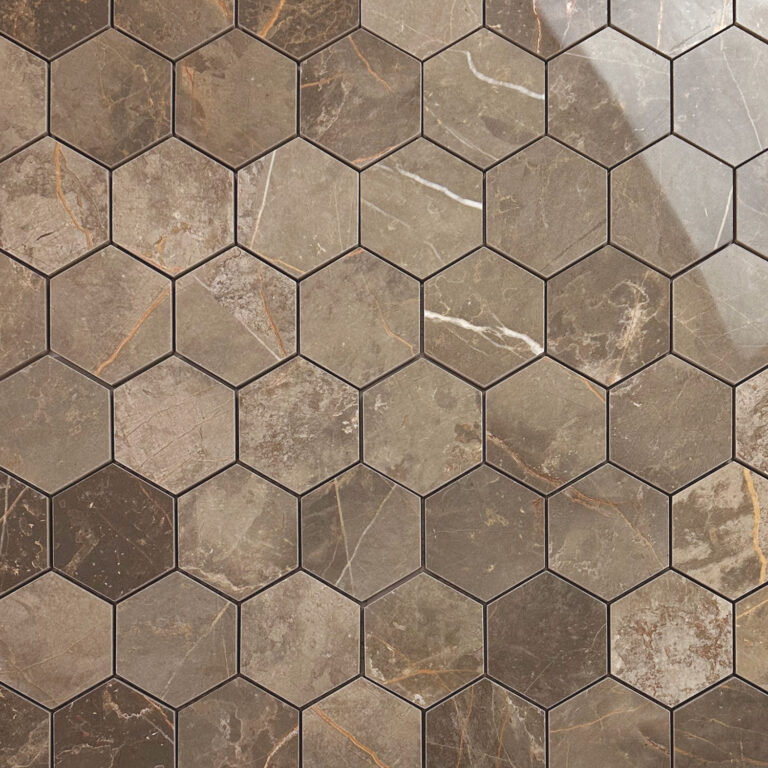 vloertegel / wandtegel hexagon manhattan bruin gepolijst 29x27 matje