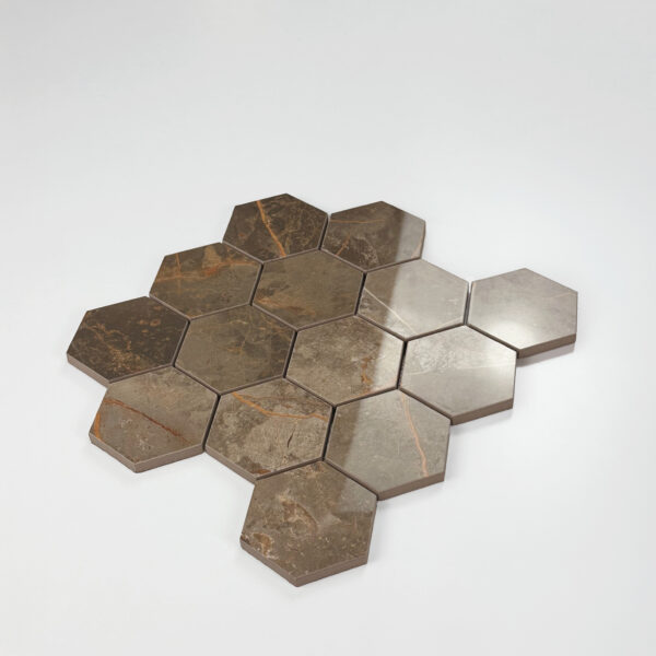 vloertegel / wandtegel hexagon manhattan bruin gepolijst 29x27 matje