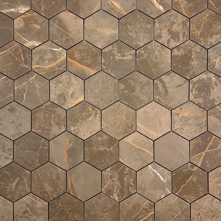 vloertegel / wandtegel hexagon manhattan bruin mat 29x27 matje