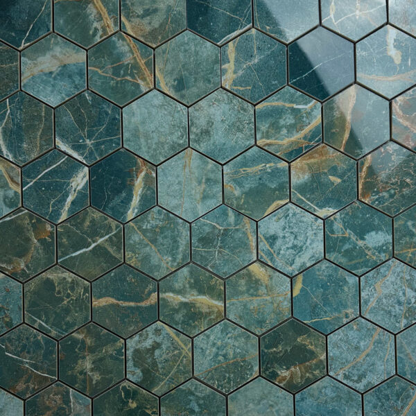 vloertegel / wandtegel hexagon manhattan groen gepolijst 29x27 matje