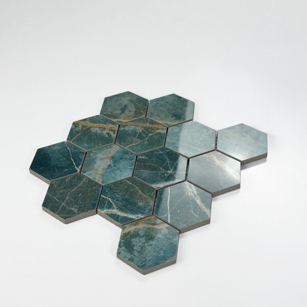 vloertegel / wandtegel hexagon manhattan groen gepolijst 29x27 matje