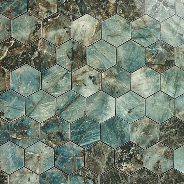 vloertegel / wandtegel hexagon lemurian groen blauw gepolijst 29x27 matje