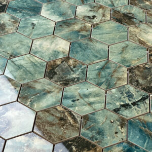 vloertegel / wandtegel hexagon lemurian groen blauw gepolijst 29x27 matje