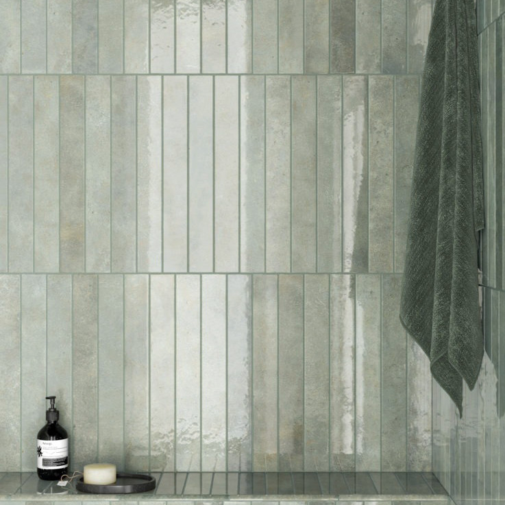 wandtegel verticale handvorm field lichtgroen 5x40