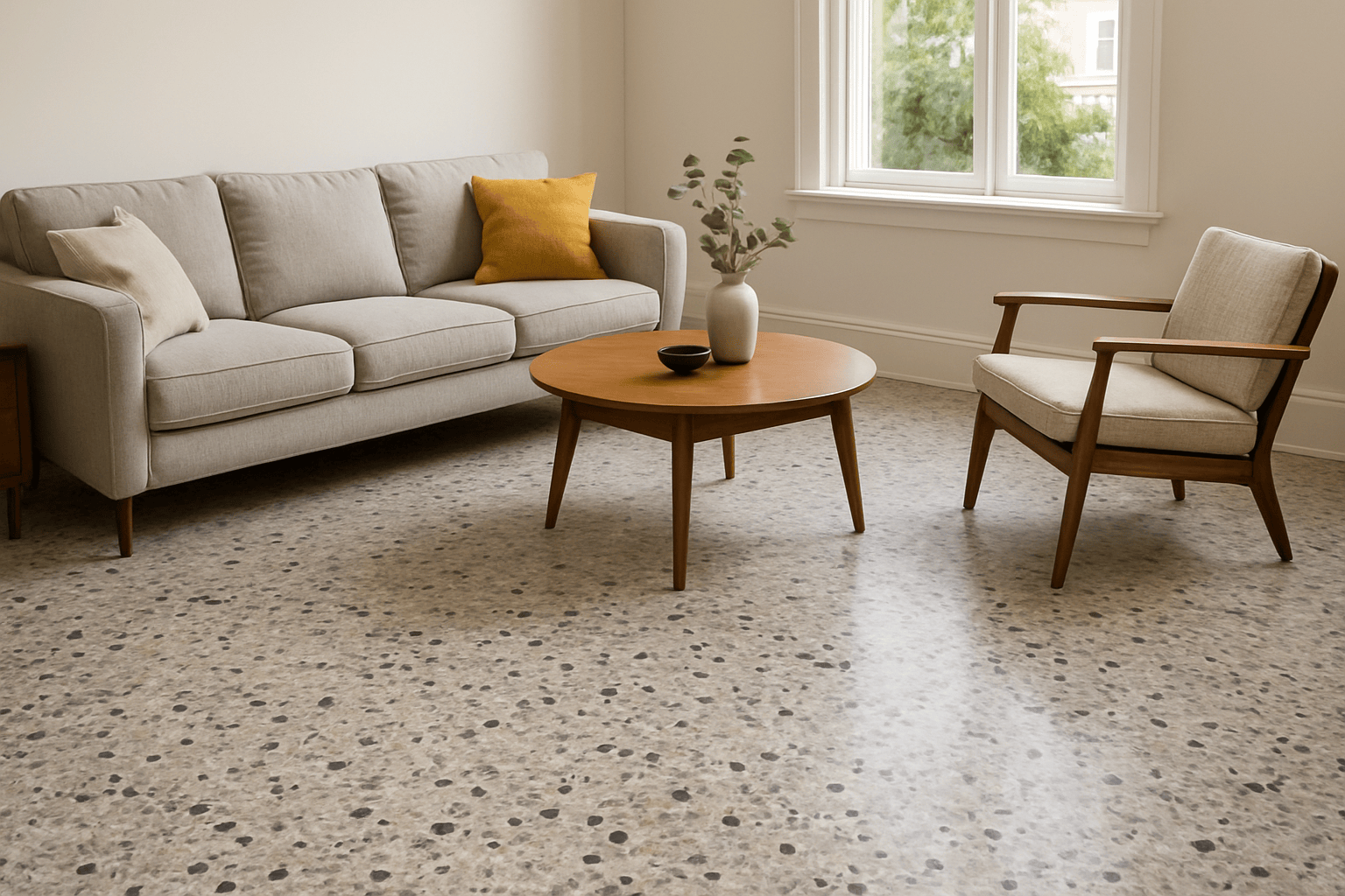 granito vloer in woonkamer