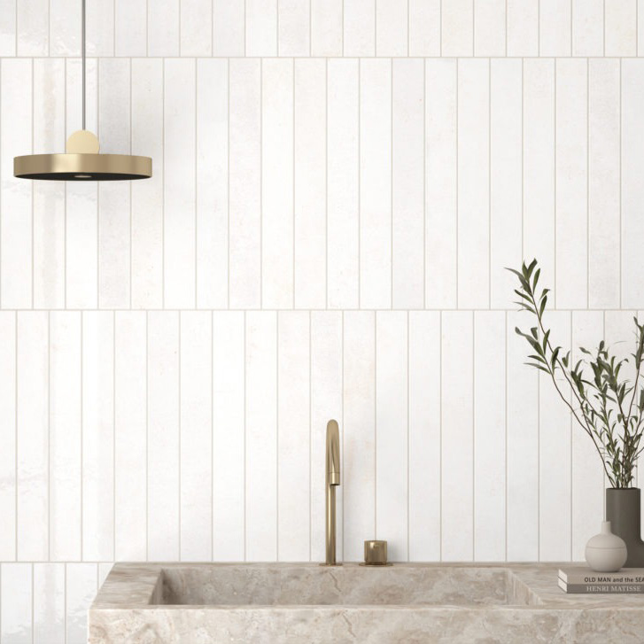 wandtegel verticale handvorm clean wit 5x40