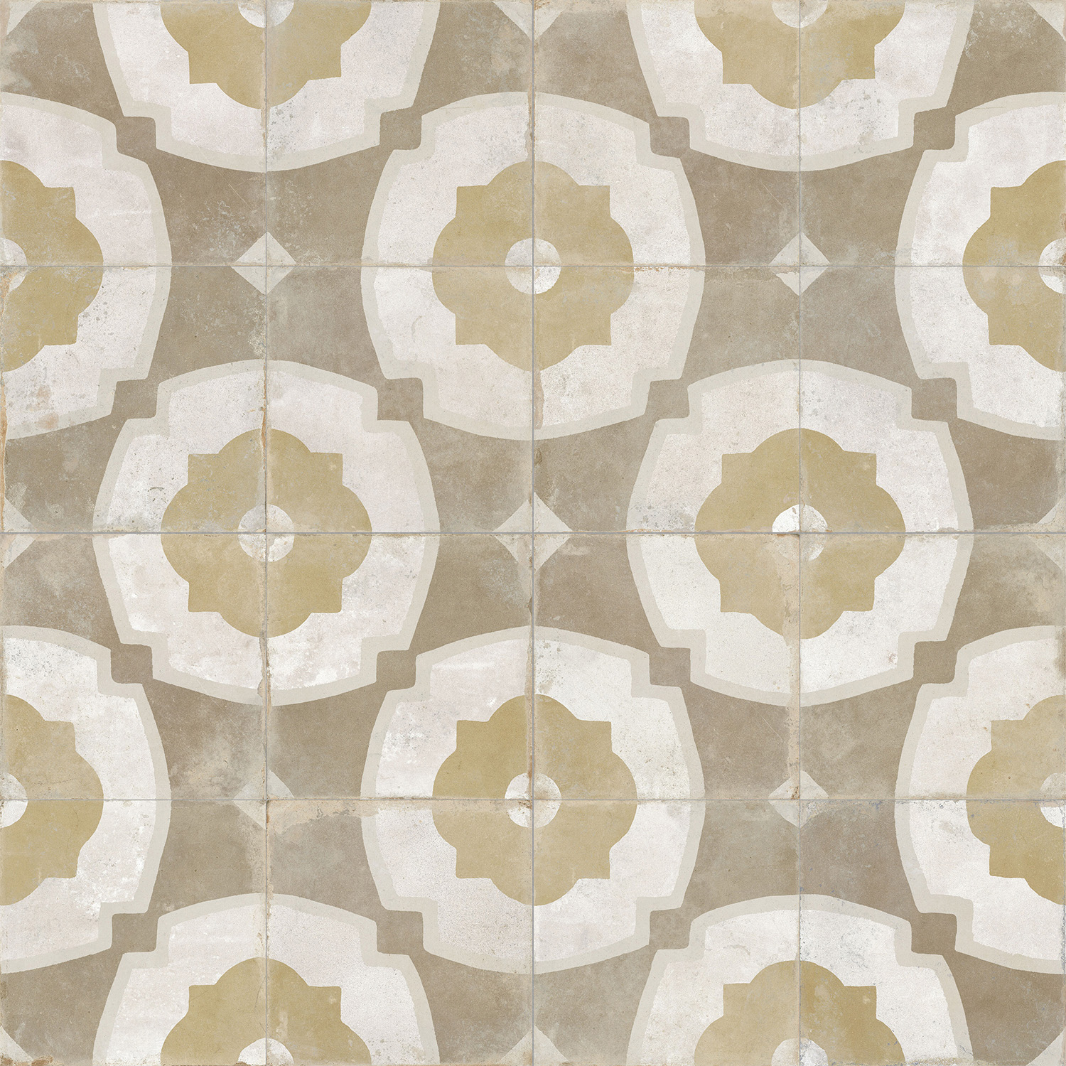 vloertegel / wandtegel fs farfalla mustard geel 45x45 4 in 1