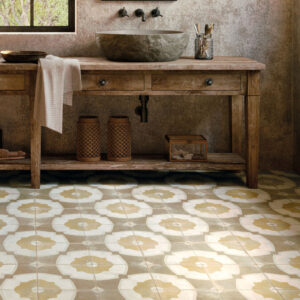 vloertegel / wandtegel fs farfalla mustard geel 45x45 4 in 1