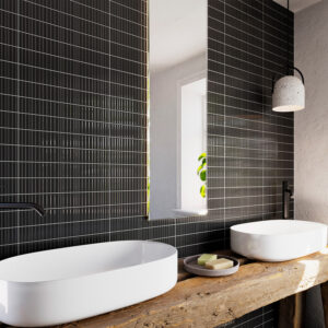 wandtegel tokyo ribbel zwart 5x30 cm