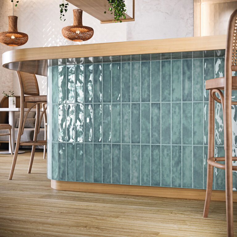 wandtegel handvormlook fez blauw 7,5x30 cm