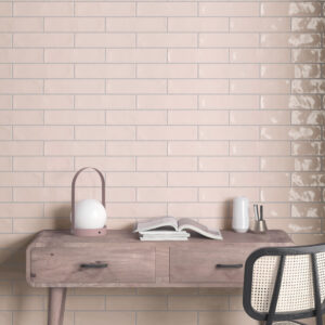 wandtegel handvormlook laru roze blush glans 7,5x30 cm