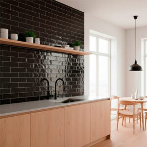 wandtegel handvormlook laru zwart glans 7,5x30 cm