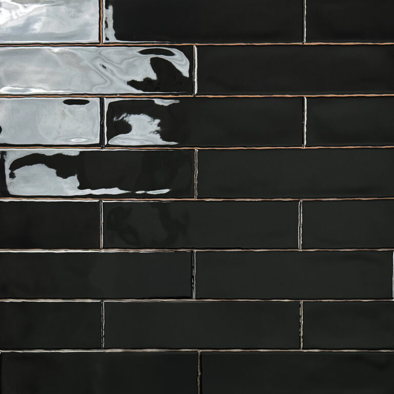 wandtegel handvormlook rural zwart glans 7,5x30 cm